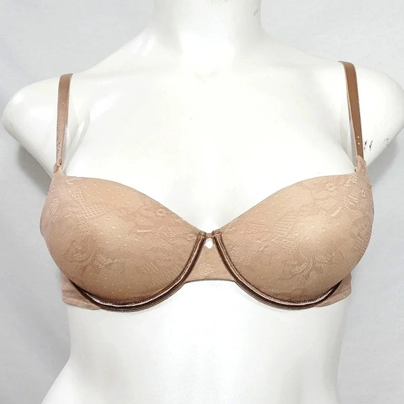 34A Lily of France 2175780 Your Perfect Lace Push Up Underwire Bra Nude New wit - Picture 1 of 3